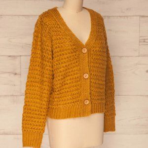 Yellow Button-Up Knitted Cardigan